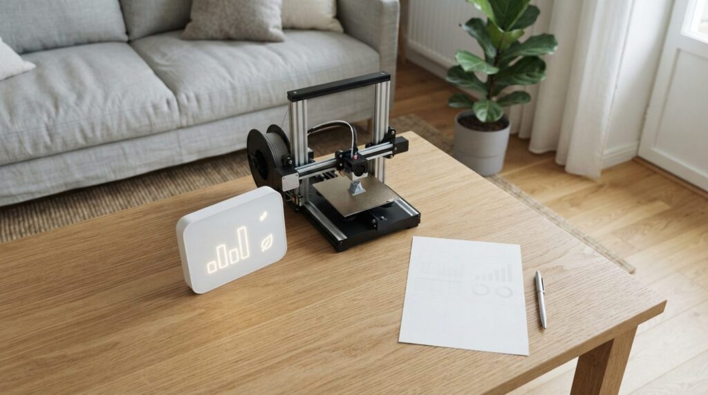 Photorealistic overhead view of a residential smart energy m