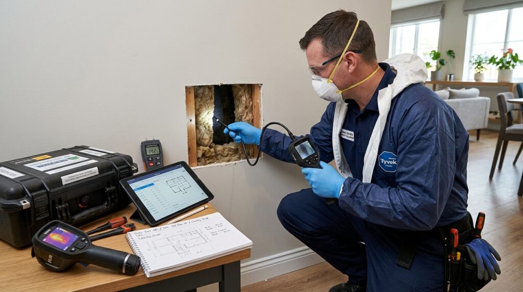 Professional photograph of a pest control specialist in prot